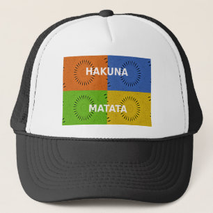 Färgfyllt pop Art Collage & Hakuna Matata-meddelan Keps