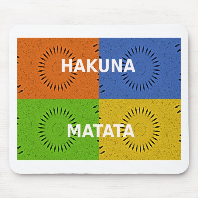 Färgfyllt pop Art Collage & Hakuna Matata-meddelan Musmatta (Framsidan)