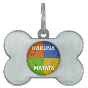 Färgfyllt pop Art Collage & Hakuna Matata-meddelan Namnbricka Husdjur