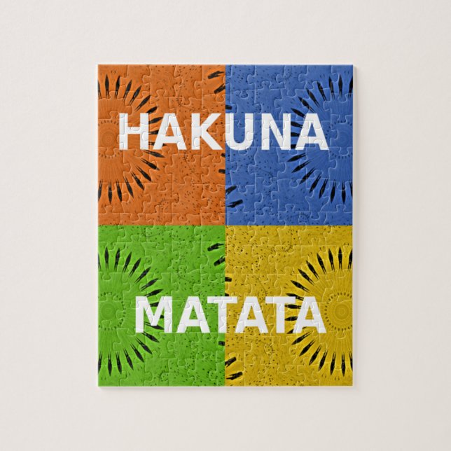 Färgfyllt pop Art Collage & Hakuna Matata-meddelan Pussel (Vertikal)