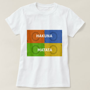 Färgfyllt pop Art Collage & Hakuna Matata-meddelan T-shirt