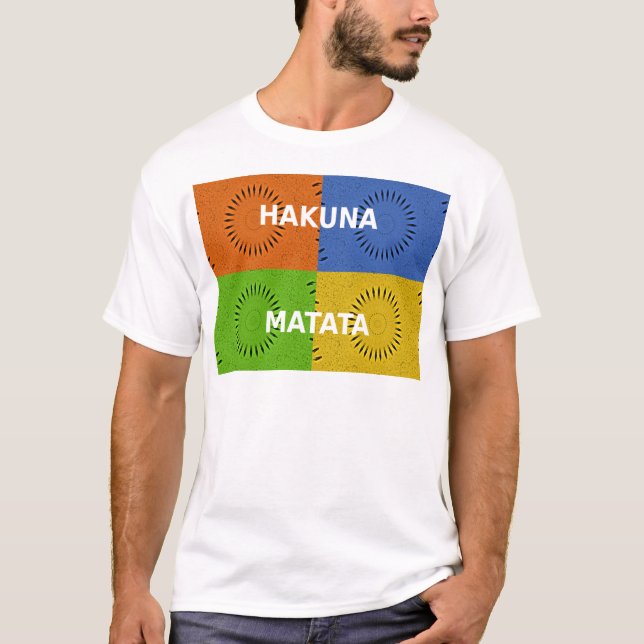 Färgfyllt pop Art Collage & Hakuna Matata-meddelan Tee (Framsida)