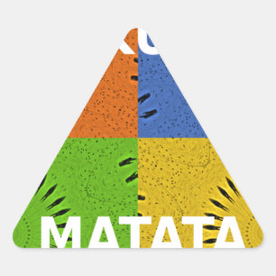 Färgfyllt pop Art Collage & Hakuna Matata-meddelan Triangelformat Klistermärke