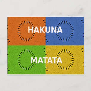 Färgfyllt pop Art Collage & Hakuna Matata-meddelan Vykort