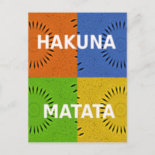 Färgfyllt pop Art Collage & Hakuna Matata-meddelan Vykort