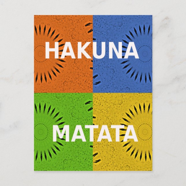 Färgfyllt pop Art Collage & Hakuna Matata-meddelan Vykort (Framsida)