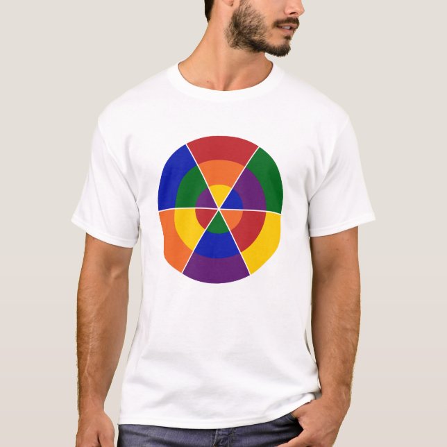 Färgfyllt Pride för geometriskt regnbåge (HBT-T) T Shirt (Framsida)