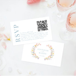 Färgfyllt QR-kort för Vår Flower Bröllop OSA Tilläggskort