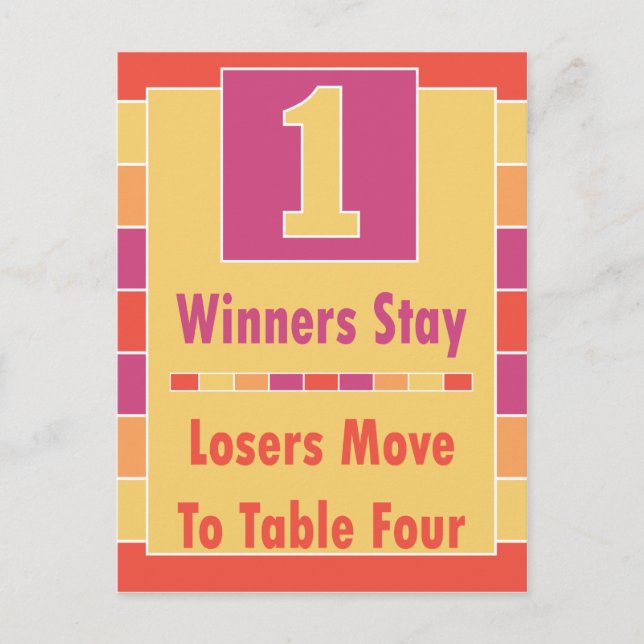 Färgfyllt Rand Bunco Bord-kort nr 1 till 4 Vykort (Framsida)