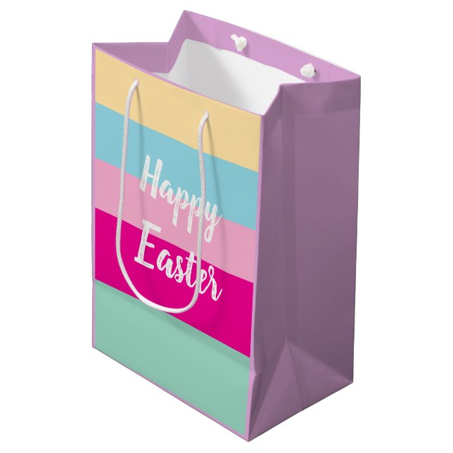 Färgfyllt Rand-platta Mönster-Glad påsk-kort (Framsidan Vinklad)