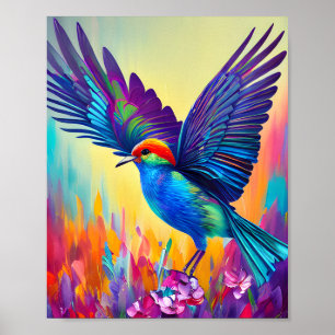 Färgfyllt Redo av lilla fåglar till Fly Poster
