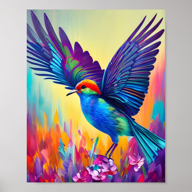 Färgfyllt Redo av lilla fåglar till Fly Poster (Framsidan)