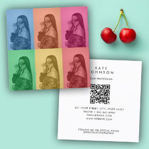 Färgfyllt Retro Pop Art Modern Anpassningsbar Phot Fyrkantigt Visitkort