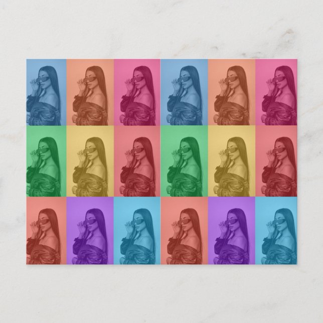 Färgfyllt Retro Pop Art Modern Anpassningsbar Phot Helg Vykort (Framsida)