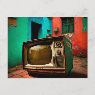 Färgfyllt Retro TV-vykort Vykort