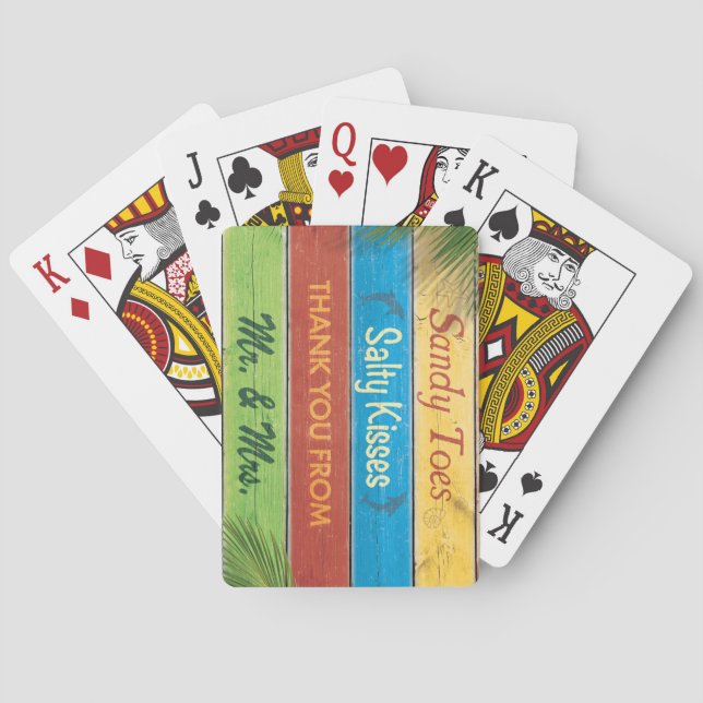 Färgfyllt Sandy Toes Salty Kisses Deck of Cards Spelkort (Baksidan)