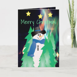 Färgfyllt Snögubbe med Helgdag-kort med stjärnor Helgkort