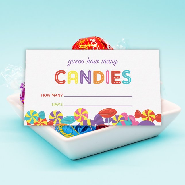 Färgfyllt sötat Roligt Kandy Baby Shower Game Card Tilläggskort (Candy Baby Shower Games)