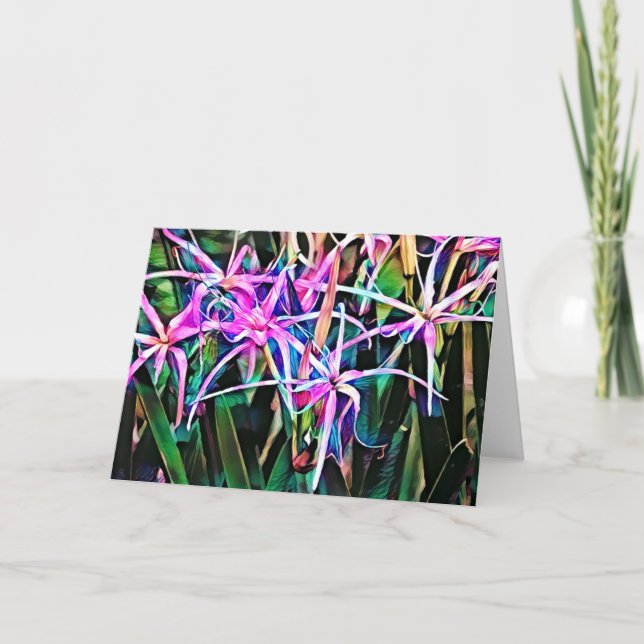 Färgfyllt Spider Lily Art Note Card Kort (Framsida)