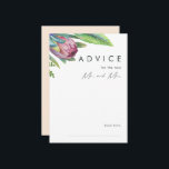 Färgfyllt styrkort för Peach Bröllop Tropical Blom Rådkort<br><div class="desc">Det här färgstarka rådgivningskortet för tropisk blommigt i persiko-bröllop är perfekt för din moderna grönt, lila, persiko-bröllop. Konstruktionen har en elegant av klassisk strandfärgsmörjning och blommor, inklusive grönt av eukalyptus, mauve- och rödprotea, rosa hibiscus, orange- och blåfågelfåglar i paradiset och mörk grönt handflatan löv. Utformningen är perfekt för ett enkelt,...</div>
