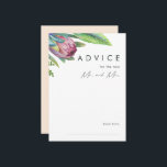Färgfyllt styrkort för Peach Bröllop Tropical Blom Rådkort<br><div class="desc">Det här färgstarka rådgivningskortet för tropisk blommigt i persiko-bröllop är perfekt för din moderna grönt, lila, persiko-bröllop. Konstruktionen har en elegant av klassisk strandfärgsmörjning och blommor, inklusive grönt av eukalyptus, mauve- och rödprotea, rosa hibiscus, orange- och blåfågelfåglar i paradiset och mörk grönt handflatan löv. Utformningen är perfekt för ett enkelt,...</div>