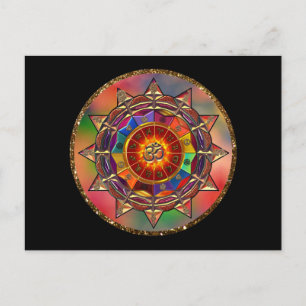 Färgfyllt symbolvykort för Sol Mandala Vykort