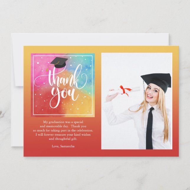 Färgfyllt Tack-fotokort, Vågrät Inbjudningar (Framsida)