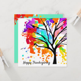 Färgfyllt Träd Happy thanksgiving-typografiskt kor