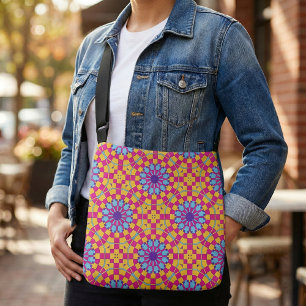 Färgfyllt Trendig Modern Mosaic Geometric Mönster Axelväska