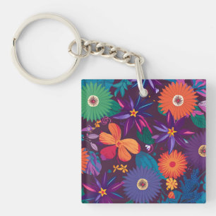 Färgfyllt tropiskt Blommönster med fet blommor