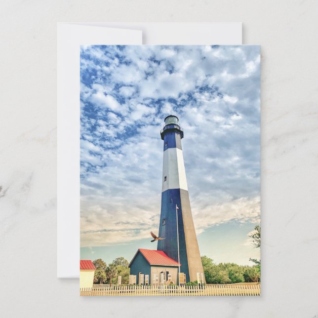 Färgfyllt tybee Lighthouse Souvenir-anteckningskor Tack Kort (Framsida)
