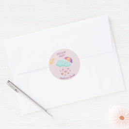 Färgfyllt Umbrella Birthday Card med Cute Clouds Runt Klistermärke