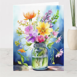 Färgfyllt Vår blommor-kort Kort