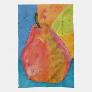 Färgfyllt vattenfärgat Pear Kitchen Towel Kökshandduk