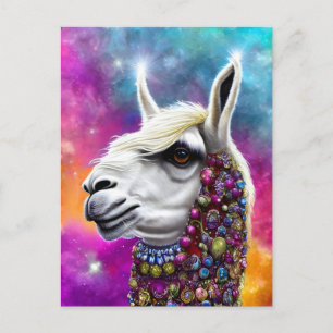 Färgfyllt vykort för Alpaca