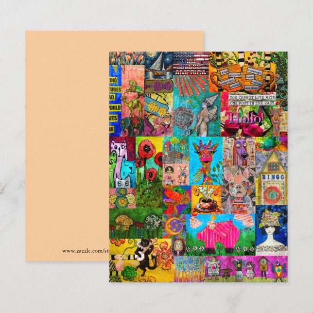 Färgfyllt vykort för blandad mediehälsning (Fram/baksida)