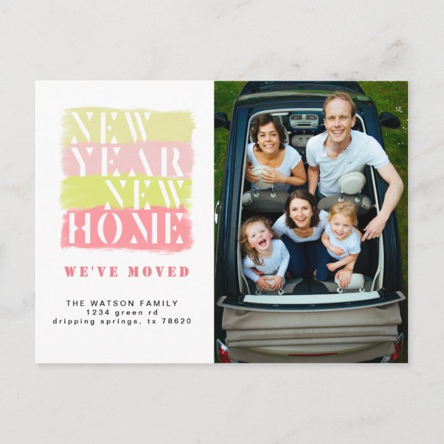 Färgfyllt vykort för Flytta-meddelande (Framsida)