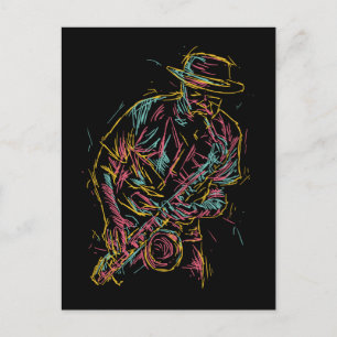 Färgfyllt vykort för Jazz Player