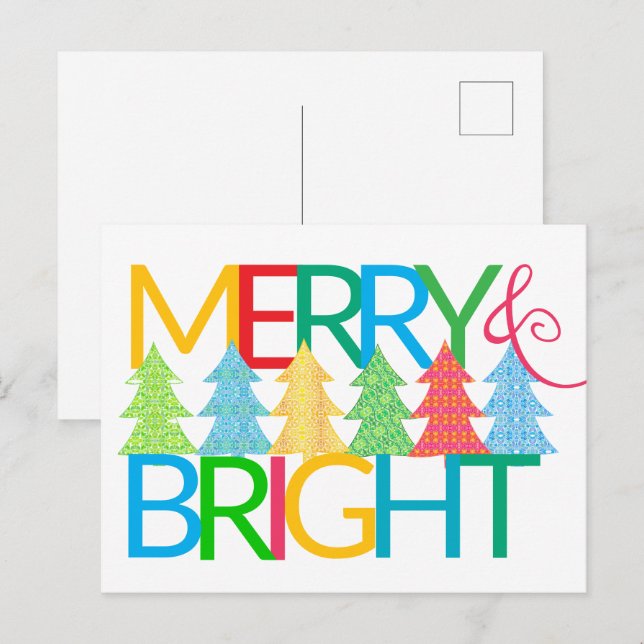 Färgfyllt vykort för Träd Helgdag (Fram/baksida)