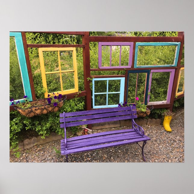 Färgfyllt Windows & Bench Garden Decor Poster (Framsidan)