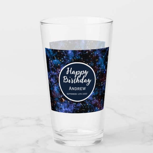 Färggalaxer, stjärnor och planeter glaskopp (Framsida)