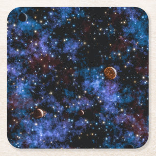 Färggalaxer, stjärnor och planeter på natten underlägg papper kvadrat