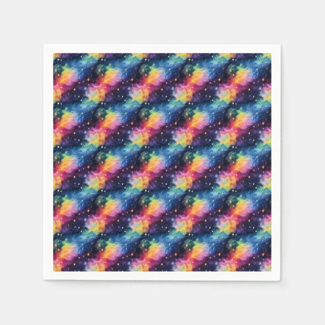 Färggalaxi med stjärnor och Spiral Pappersservett (Framsidan)