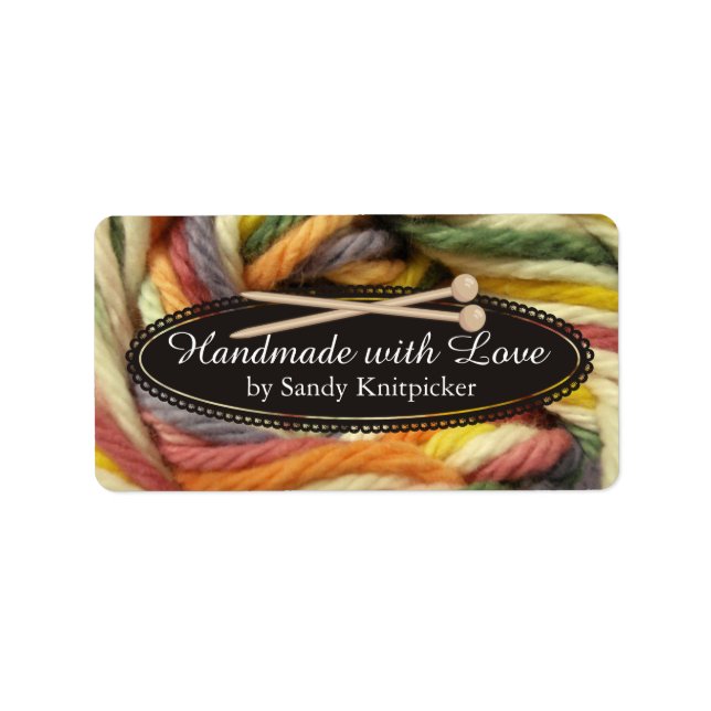 Färggarn av nål, stickat adressetikett (Framsidan)