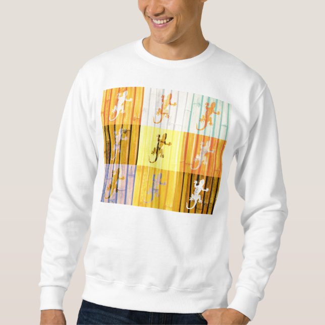 Färggiga geckos T-Shirt Lång Ärmad Tröja (Framsida)