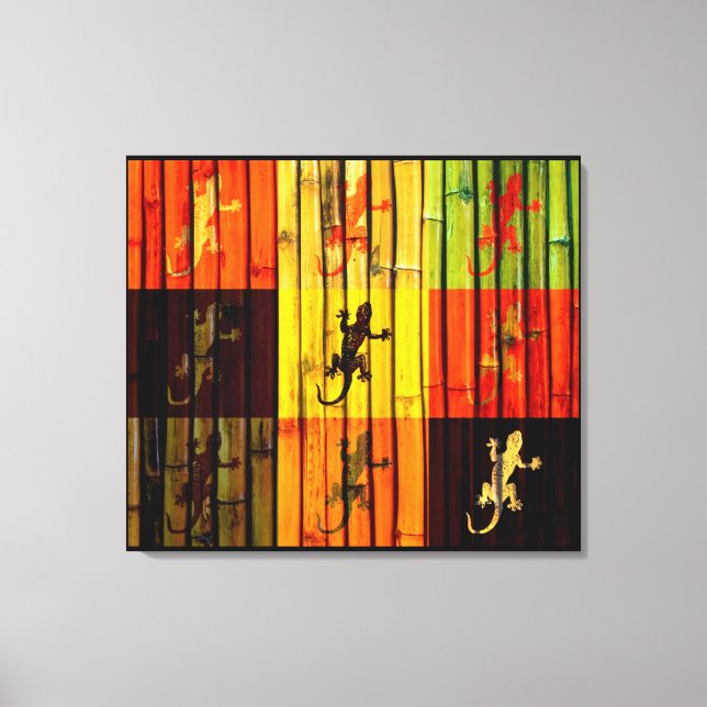 Färggiga geckos - Wrapped Canvas (Framsida)