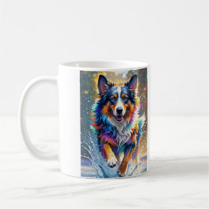Färggigjätten lycklig, rolig hund, stänk kaffemugg