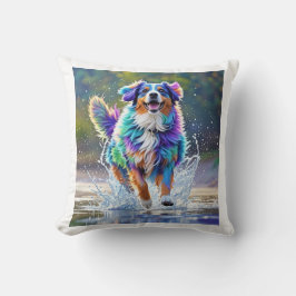 Färggigjätten lycklig, rolig hund, stänk kudde