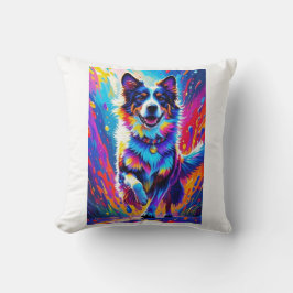 Färggigjätten lycklig, rolig hund, stänk kudde