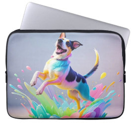 Färggigjätten lycklig, rolig hund, stänk laptop fodral